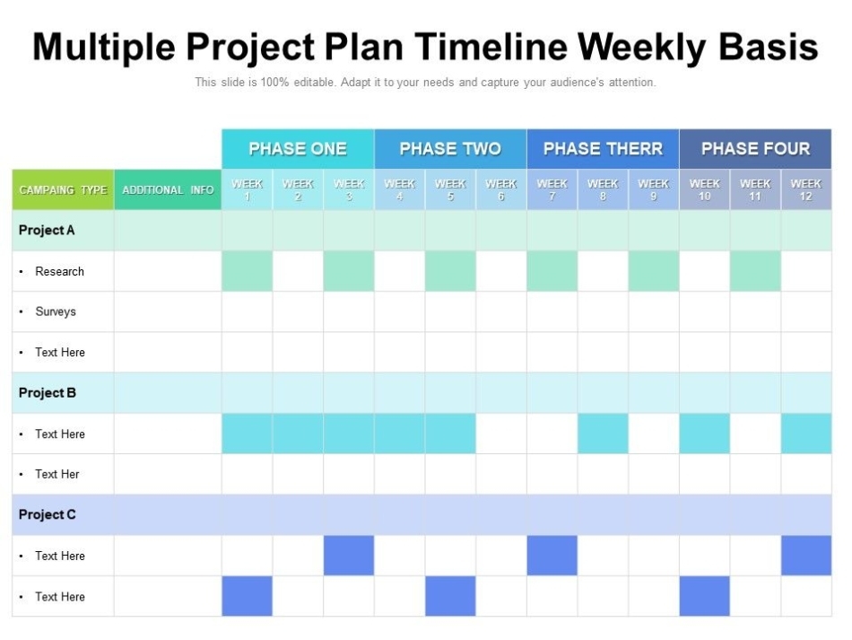 Multiple Project Plan Timeline Weekly Basis | Powerpoint Slides Diagrams | Themes For Ppt Regarding Project Schedule Template Powerpoint