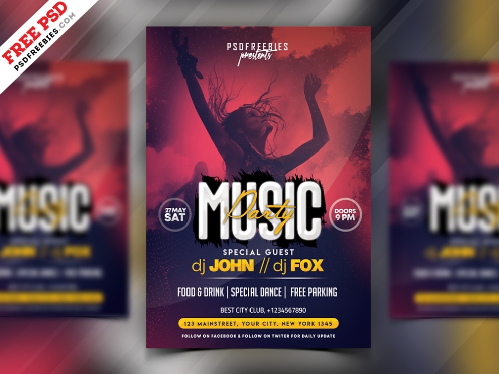 Music Party Invitation Flyer Psd Template – Psdfreebies Within Flyer Announcement Template