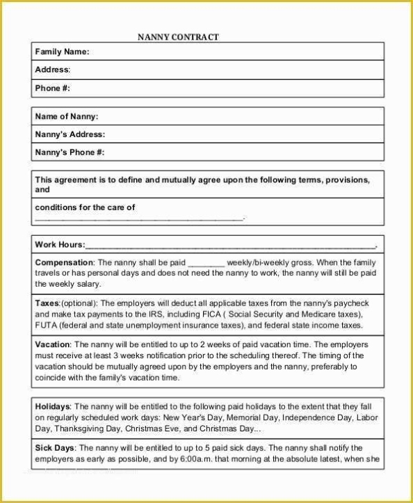 Nanny Contract Template Free Of 10 Nanny Contract Sample Templates Word Docs In Nanny Contract Template Word