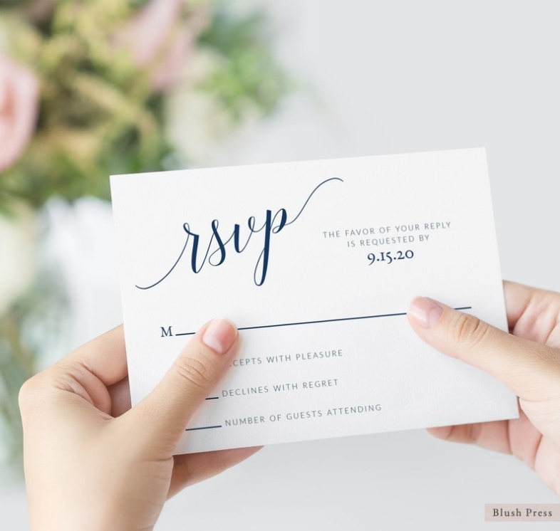 Navy Wedding Rsvp Card Template Printable Navy Rsvp Insert | Etsy Intended For Template For Rsvp Cards For Wedding