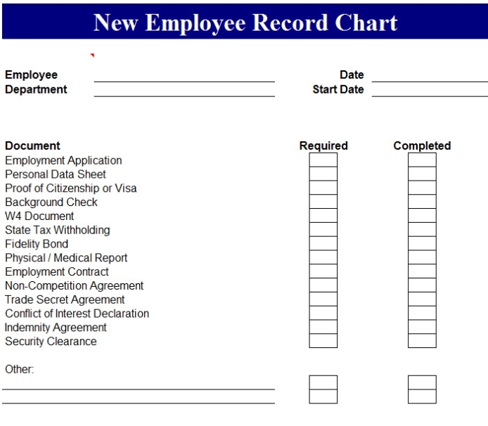 New Employee Record Chart – My Excel Templates Throughout Record Label Business Plan Template Free