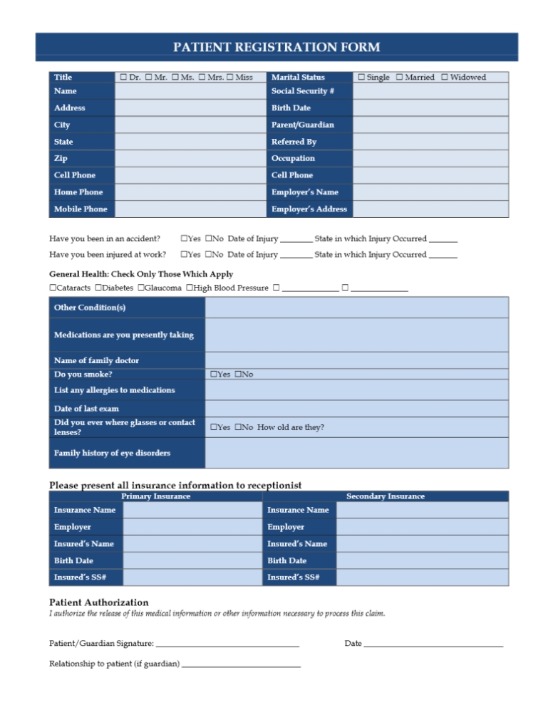 New Patient Registration Form Intended For Registration Form Template Word Free