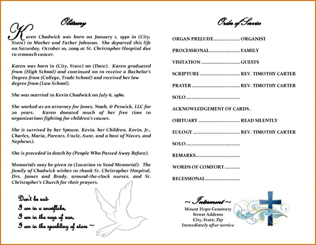 Obituary Template Free | Template Business Throughout Free Obituary Template For Microsoft Word