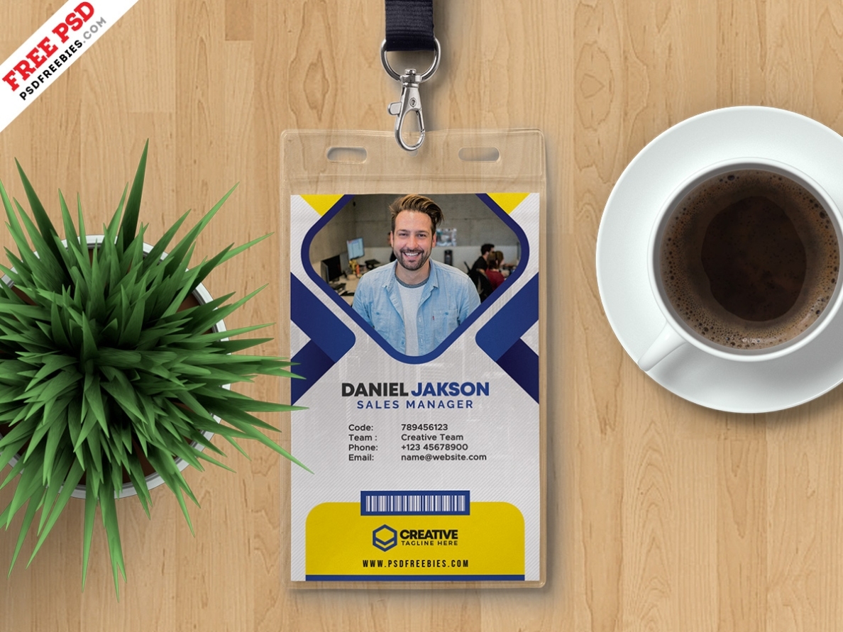 Office Employee Id Card Design Template – Download Psd With Regard To Work Id Card Template