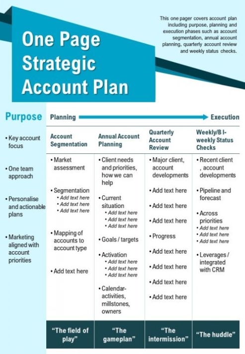 One Page Strategic Account Plan Presentation Report Infographic Ppt Pdf Document | Presentation In Strategy Document Template Powerpoint