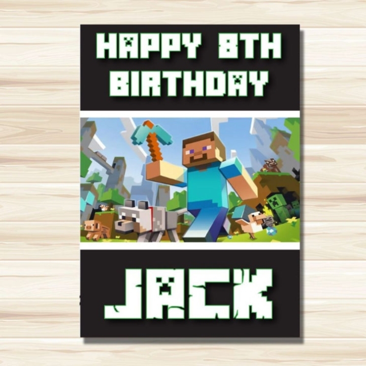 Personalised Birthday Card Minecraft | Printable Birthday Cards Within Minecraft Birthday Card Template