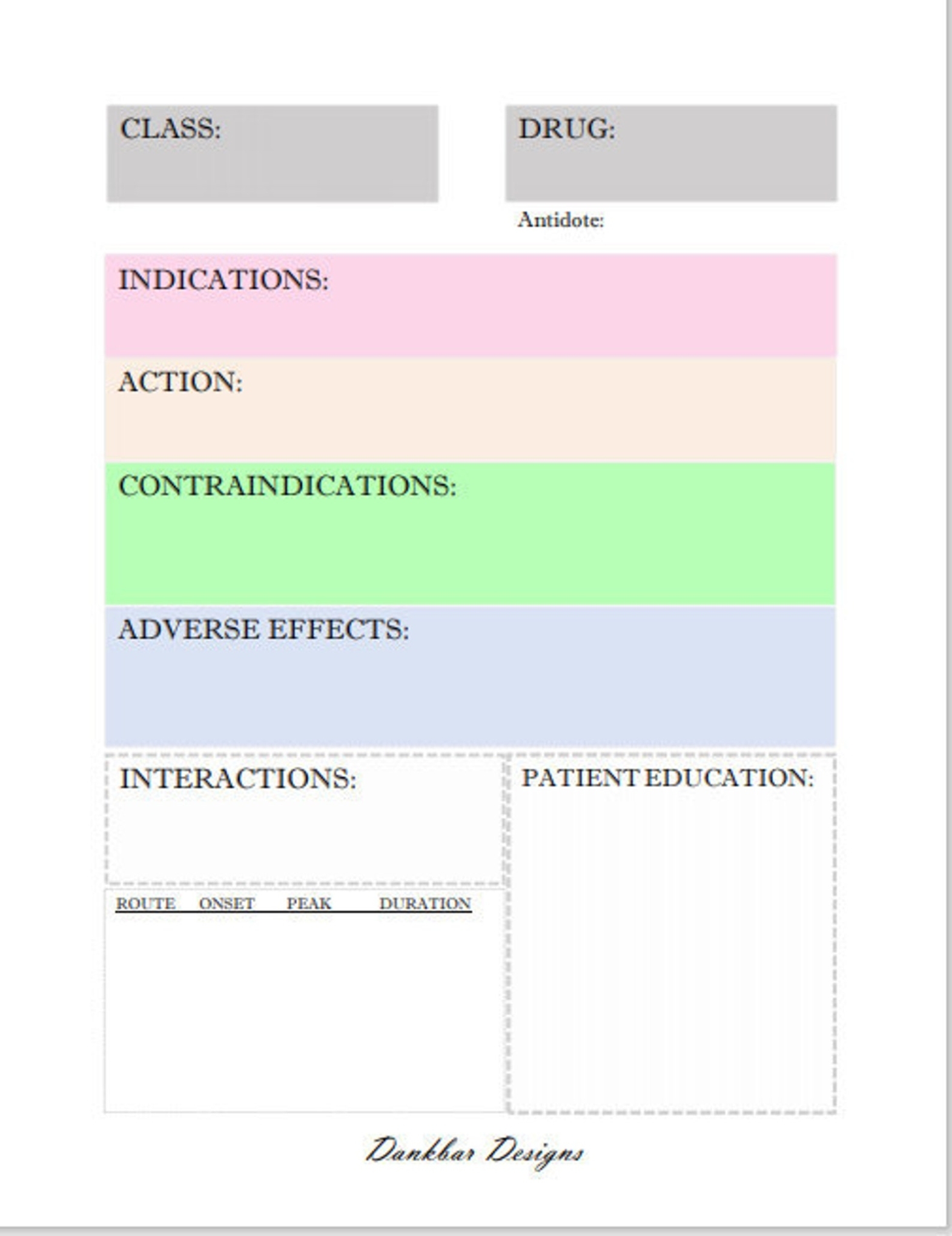 Pharmacology Drug Card Template – Etsy Ireland For Pharmacology Drug Card Template
