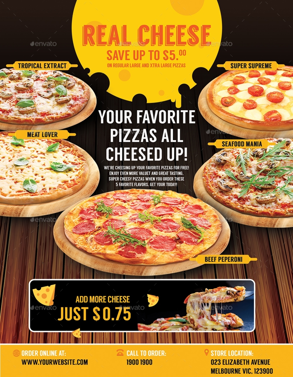 Pizza Menu Restaurant Promotion Template For Poster / Flyer By Tunagaga Throughout Pizza Sale Flyer Template