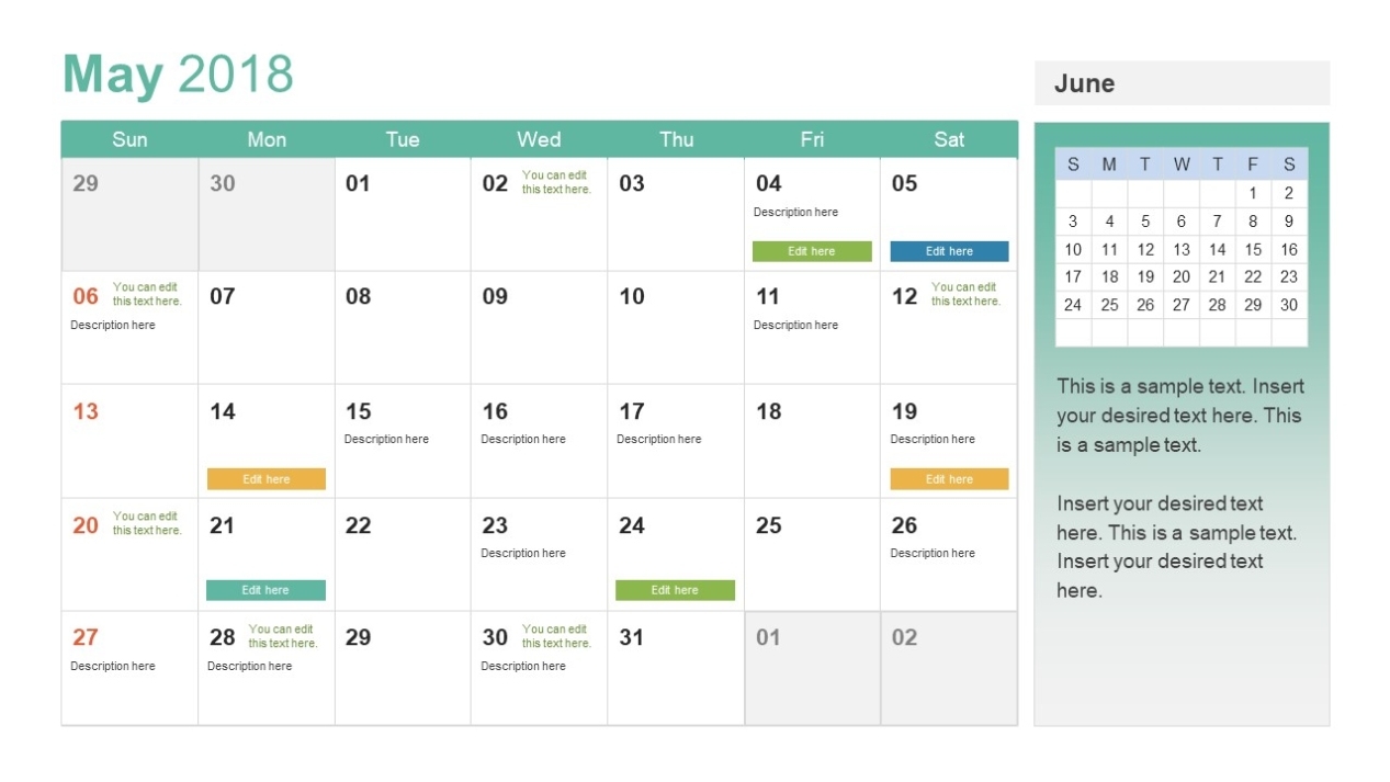 Powerpoint Calendar Template Year 2018 – Slidemodel With Microsoft Powerpoint Calendar Template
