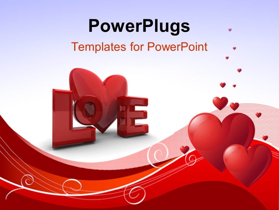 Powerpoint Template: Abstract Valentines Day Background With Heart Shapes, Curves And Word Love For Valentine Powerpoint Templates Free