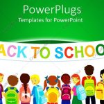 Powerpoint Template: Group Of Pupils Holding A Large Colored Back To School Banner On White And Inside Back To School Powerpoint Template