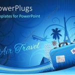 Powerpoint Template: Travel Depiction With Abstract Floral Background And Travel Luggage (1456) For Tourism Powerpoint Template