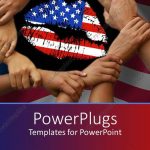 Powerpoint Template: Unity With American Flag Lips, Hands Clasped In A Circle (23155) Inside Patriotic Powerpoint Template