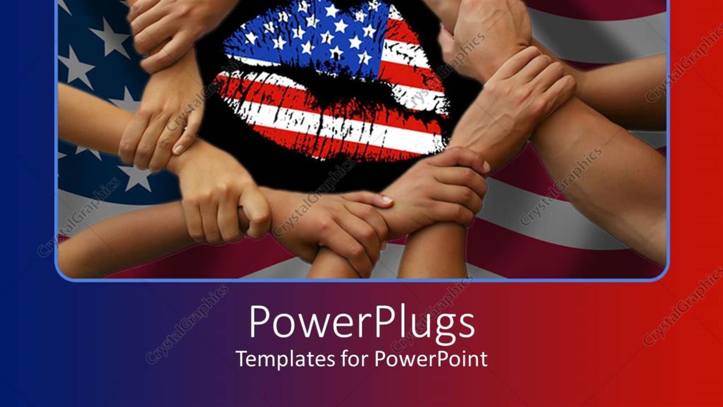 Powerpoint Template: Unity With American Flag Lips, Hands Clasped In A Circle (23155) Inside Patriotic Powerpoint Template