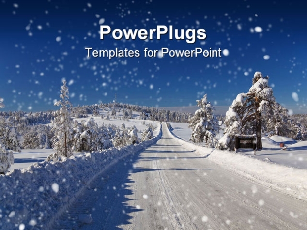 Powerpoint Template: Winter Snow Covered Road And Trees Road Snow Plowed (31494) Intended For Snow Powerpoint Template