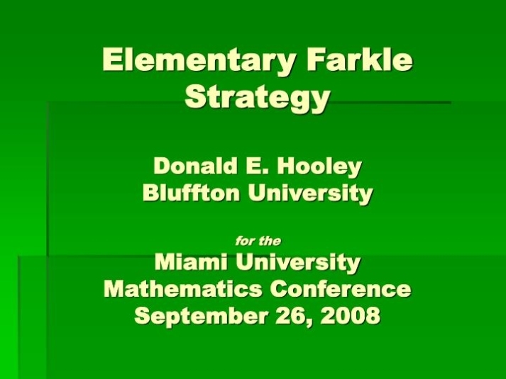 Ppt - Farkle Powerpoint Presentation, Free Download - Id:4025249 With Regard To University Of Miami Powerpoint Template