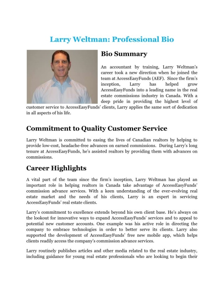 Ppt - Professional Biography Of Larry Weltman Powerpoint Presentation, Free Download - Id:7713110 Intended For Biography Powerpoint Template