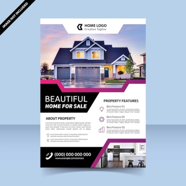 Premium Vector | Beautiful Home For Sale, Real Estate Flyer Template Design Intended For House For Sale Flyer Template