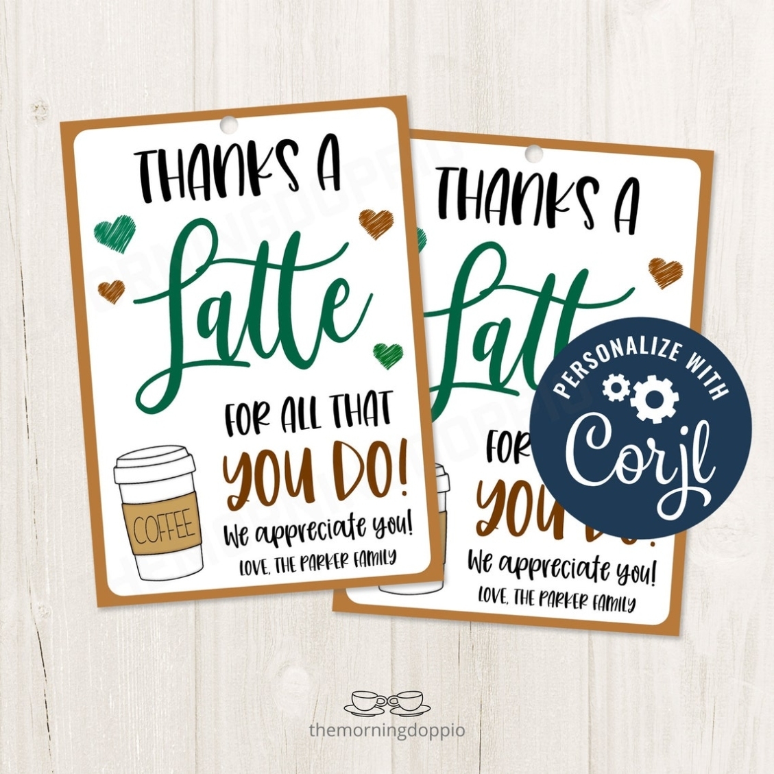 Printable/Editable Thanks A Latte Coffee Gif Tag For Teachers – Etsy Within Thanks A Latte Card Template
