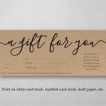 Printable Gift Certificate Template, Gift Card Maker, Simple Rustic Kraft Paper, Editable Diy Pertaining To Present Card Template
