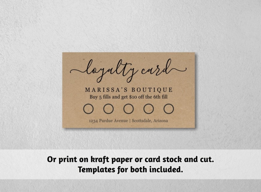 Printable Loyalty Card Template, Simple Reward Punch Card – Cardstock, Kraft Paper Or Avery Inside Business Punch Card Template Free