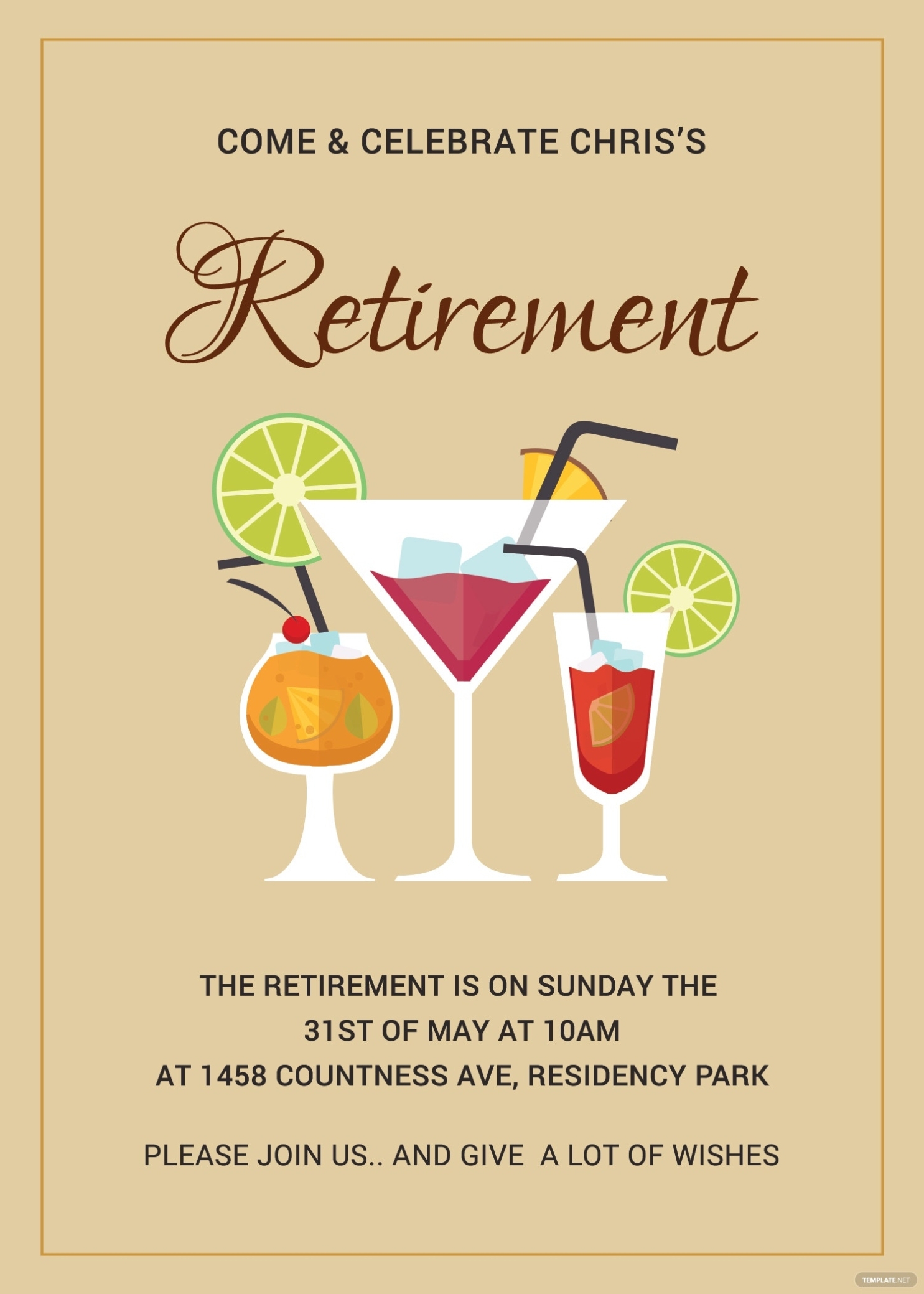 Printable Retirement Party Invitation Template In Adobe Photoshop, Illustrator | Template With Retirement Flyer Template