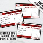 Printable Secret Agent Id Passes Editable Spy Party | Etsy for Spy Id Card Template