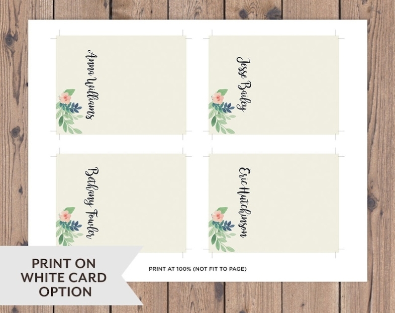 Printable Wedding Guest Name Place Cards. Floral Design. Print – Etsy Pertaining To Place Card Size Template