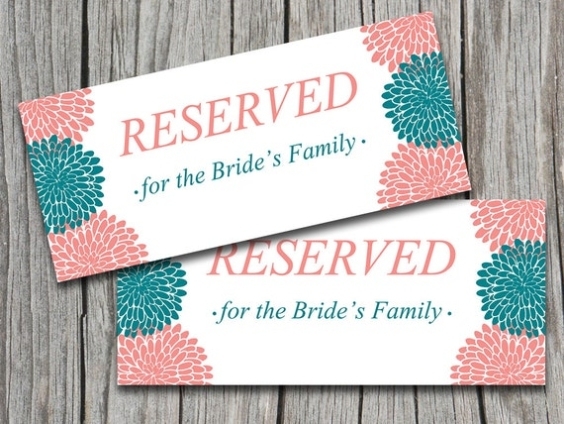 Printable Wedding Reserved Card Template By Paintthedaydesigns Within Reserved Cards For Tables Templates