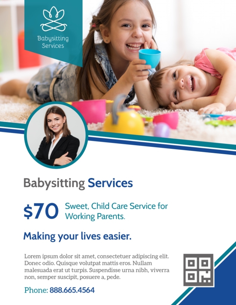 Pro Babysitting Service Flyer Template | Mycreativeshop With Babysitter Flyer Template