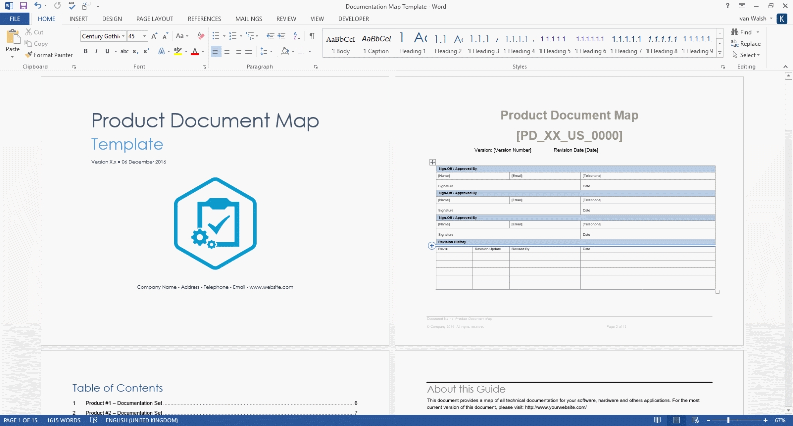 Product Document Map Template (Ms Word) - Templates, Forms, Checklists For Ms Office And Apple Iwork For Information Mapping Word Template