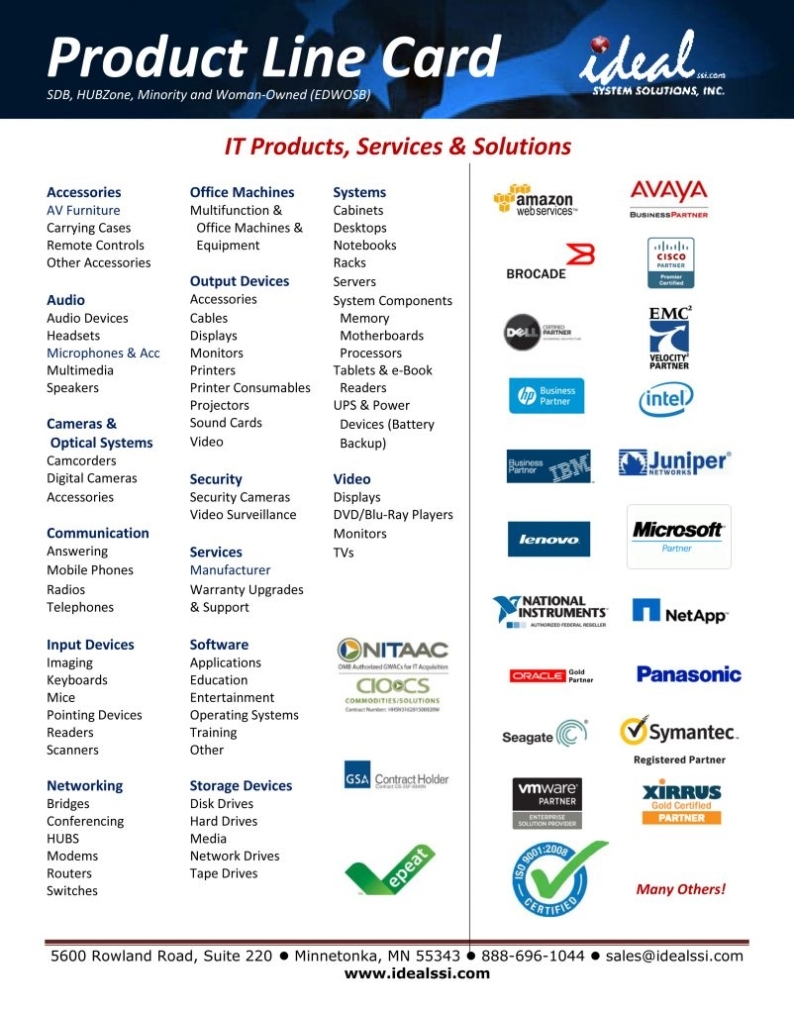 Product Line Card – Ideal System Solutions, Inc.ideal System Solutions With Regard To Product Line Card Template Word