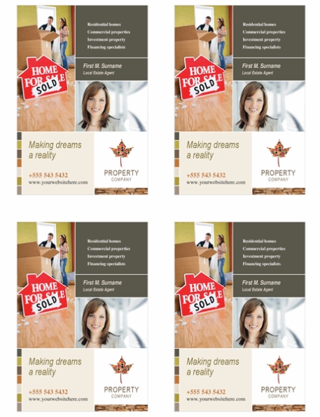 Property Flyer (Quarter Page, Four Per Page) Intended For Quarter Page Flyer Template