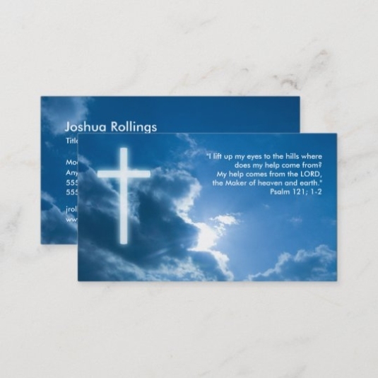 Psalm 121; 1 2 | Blue Christian Business Card | Zazzle Regarding Christian Business Cards Templates Free