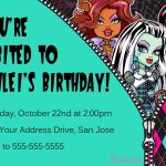 Rachel'S Party Place: Monster High Birthday Party Intended For Monster High Birthday Card Template