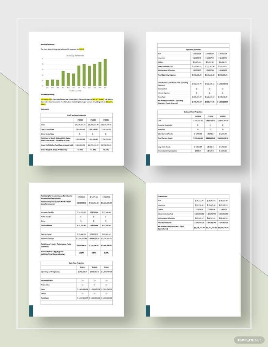 Real Estate Agent/Agency Business Plan Template - Google Docs, Word, Apple Pages | Template Intended For Real Estate Agent Business Plan Template