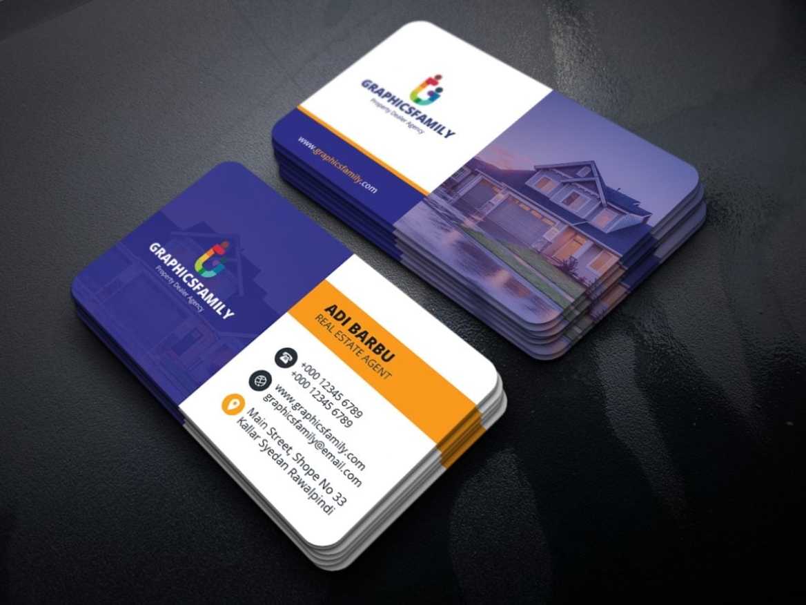 Real Estate Agent Business Card Template – Graphicsfamily With Regard To Real Estate Agent Business Card Template