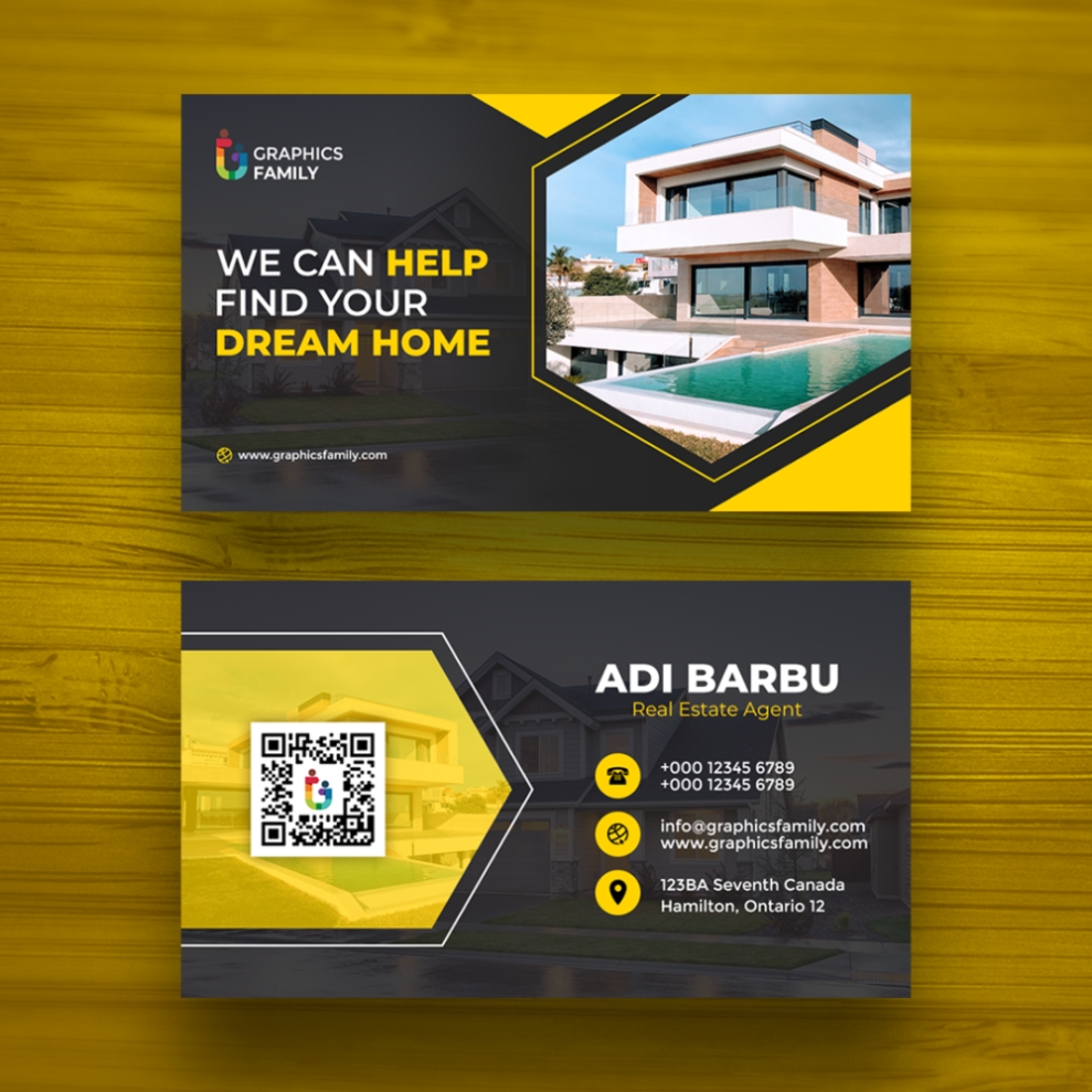 Real Estate Company Agent Business Card Design Template - Graphicsfamily regarding Real Estate Agent Business Card Template
