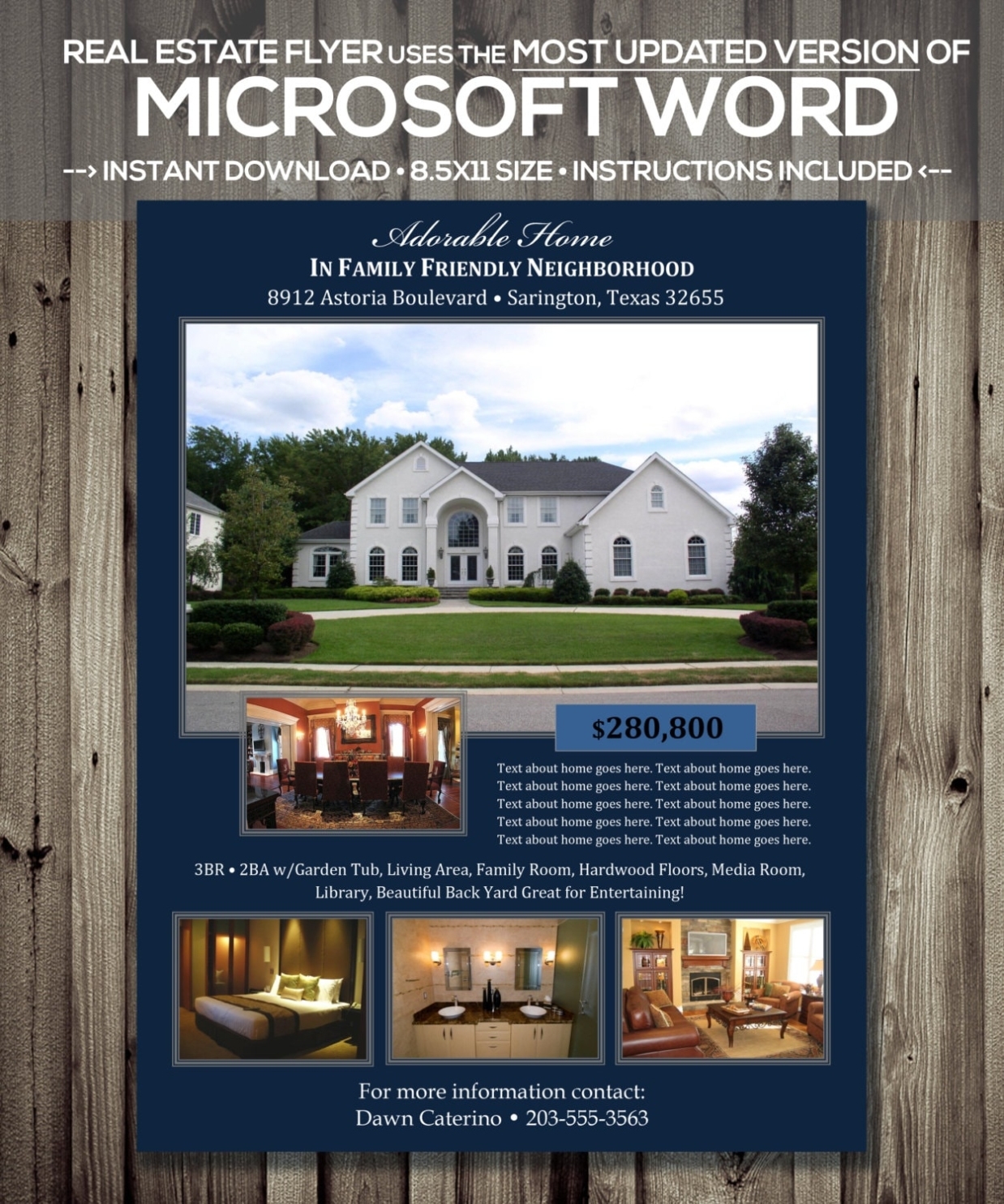 Real Estate Flyer Template Microsoft Word .Docx Version In Publisher Real Estate Flyer Templates