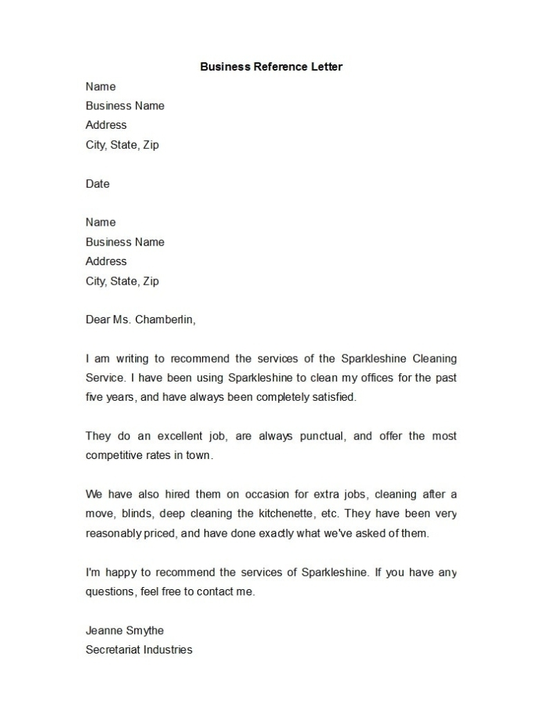 Recommendation Letter For Employee Sample – Letter Throughout Business Reference Template Word