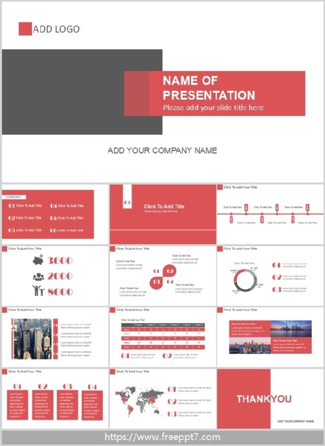 Red And Gray Powerpoint Template & Google Slides Within Powerpoint Presentation Template Size