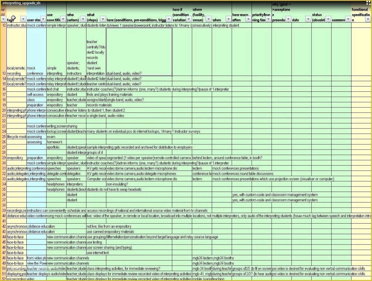 Requirements Gathering Template Excel Free Of Demoing A Requirements Gathering Template For It Within Project Business Requirements Document Template