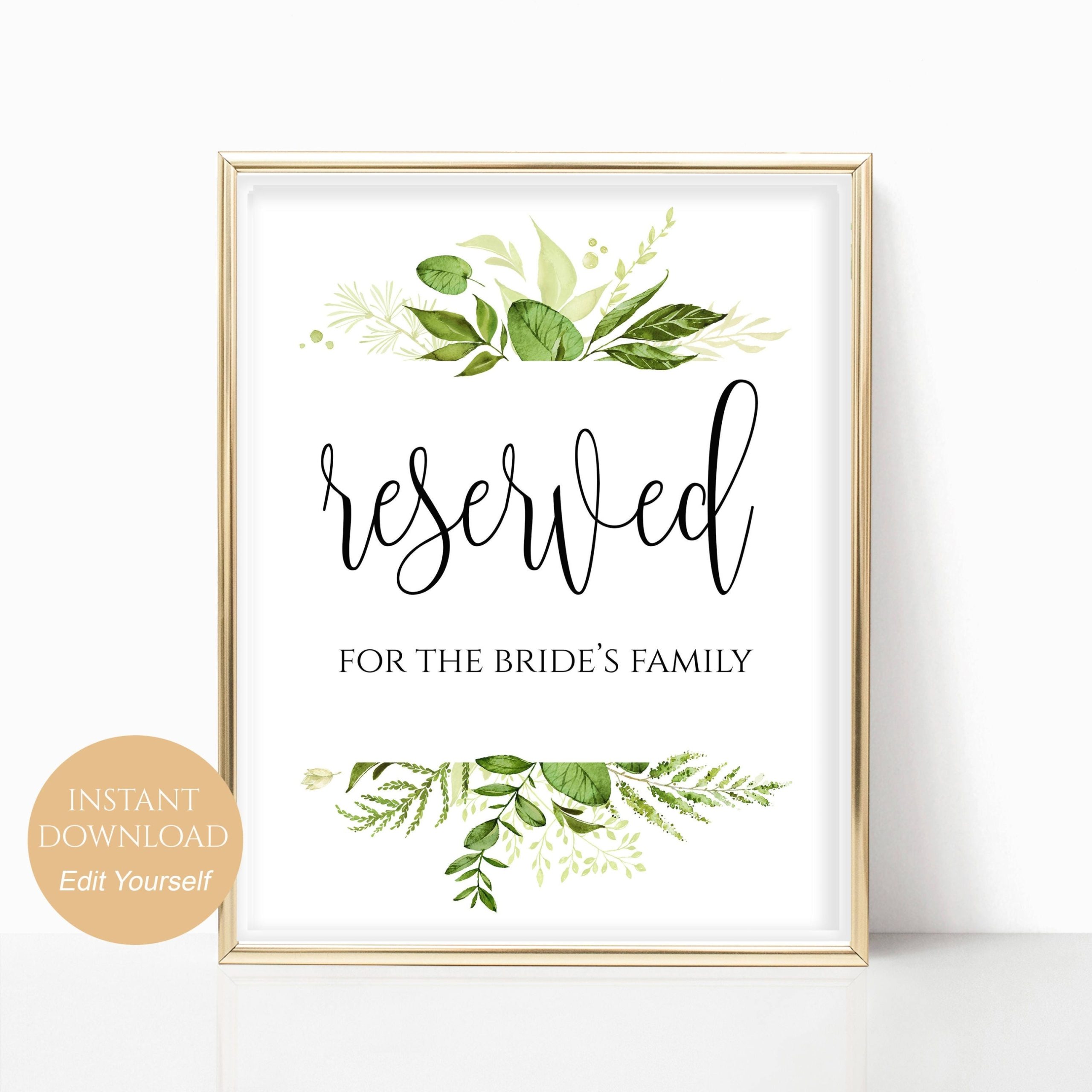 Reserved Printable Reserved Wedding Sign Reserved Table Sign - Etsy with regard to Reserved Cards For Tables Templates