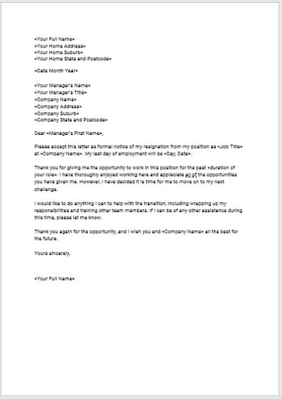 Resignation Letter Template Au What I Wish Everyone Knew About Regarding Australian Business Letter Template