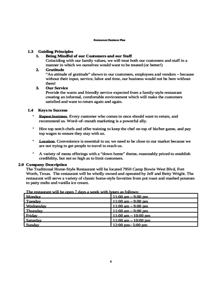 Restaurant Business Plan Template Free Download in How To Put Together A Business Plan Template