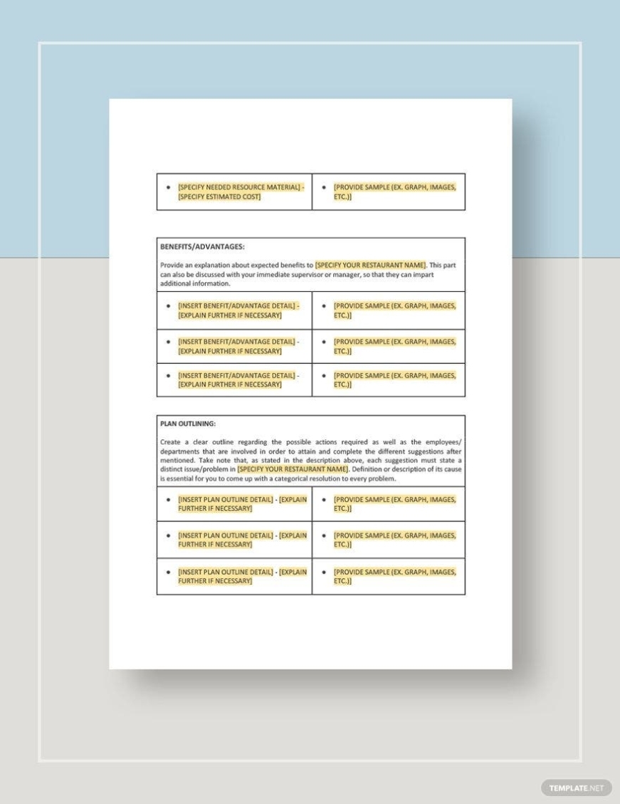 Restaurant Employee Suggestion Form Template – Google Docs, Word, Apple Pages | Template Pertaining To Word Employee Suggestion Form Template