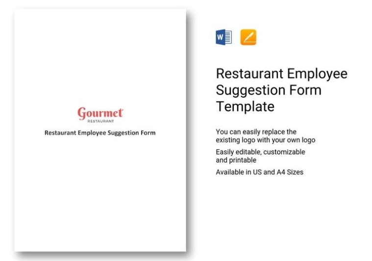Restaurant Employee Suggestion Form Template In Word, Apple Pages Regarding Word Employee Suggestion Form Template