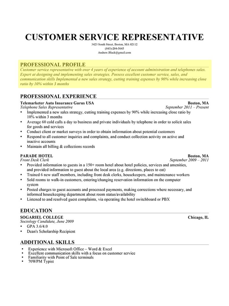 Resume Professional Profile Examples - How To Write A Resume Profile Or Summary Statement Intended For How To Write Business Profile Template