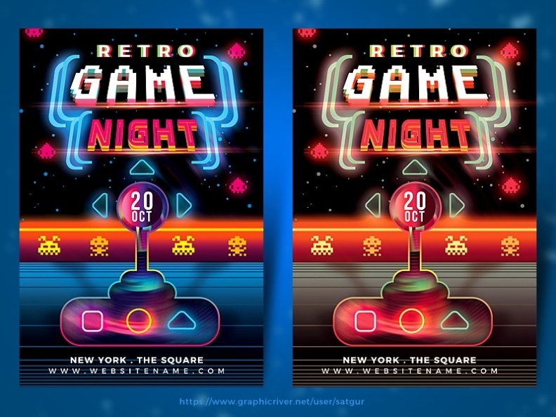 Retro Game Night Flyer Template By Satgur Flyers On Dribbble Inside Game Night Flyer Template