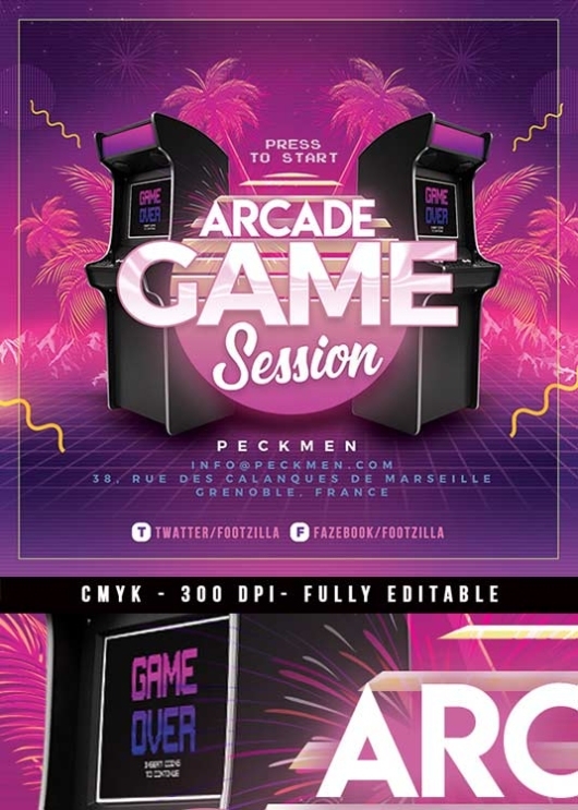 Retro Video Game Arcade Night Flyer Template – N2N44 Graphic Design With Regard To Game Night Flyer Template